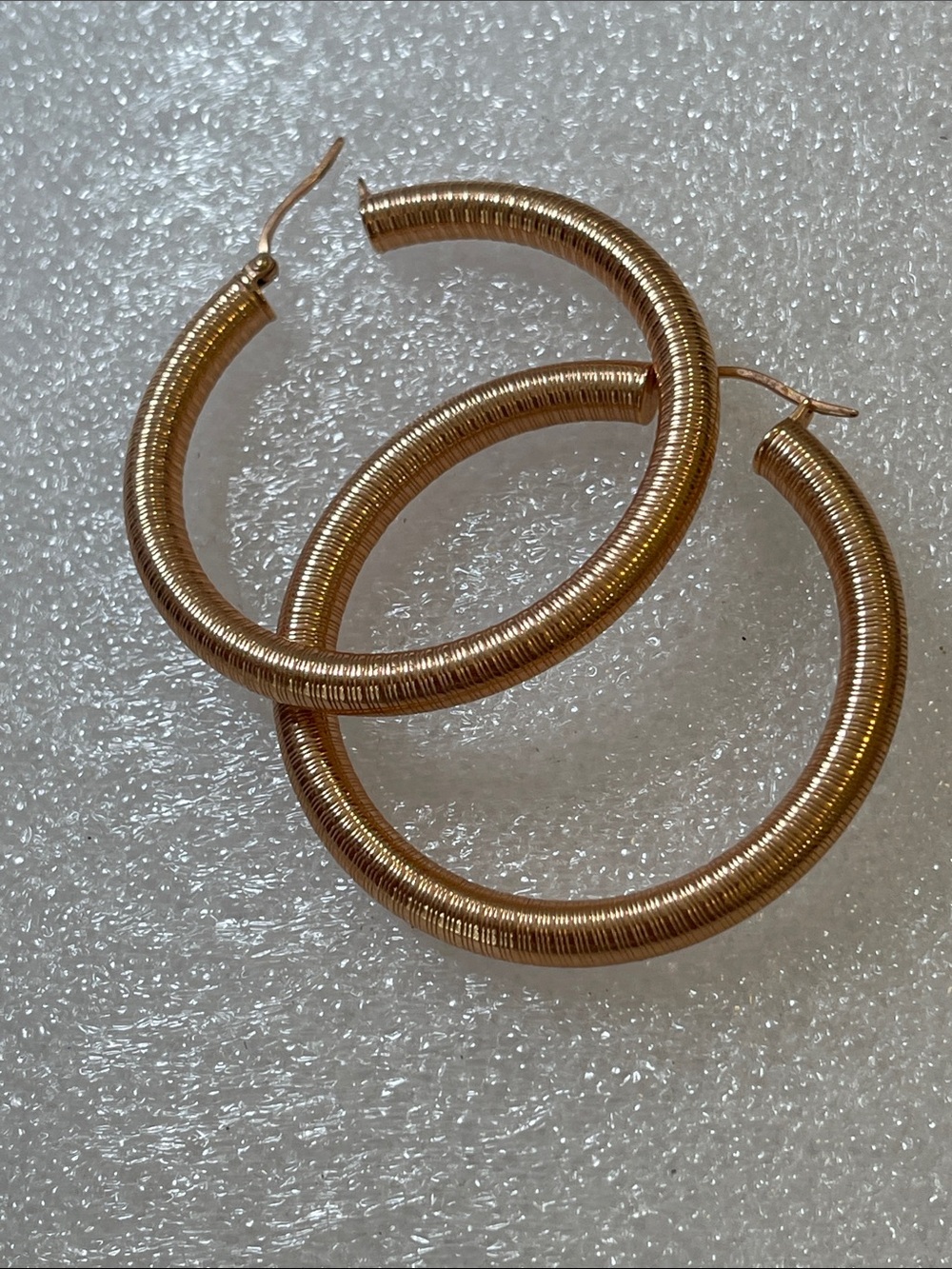 Gold Textured Hoop Earrings - Women Jewelry